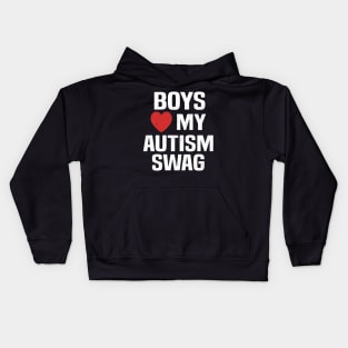 Boys Heart My Autism Swag Funny Boys Love My Autism Swag Kids Hoodie